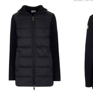 Moncler Padded Long Cardigan Black